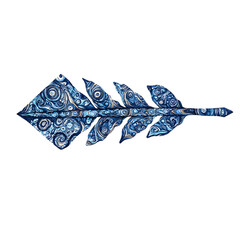 Abstract Arrow with Intricate Layers in Deep Indigo Isolated on Transparent Background