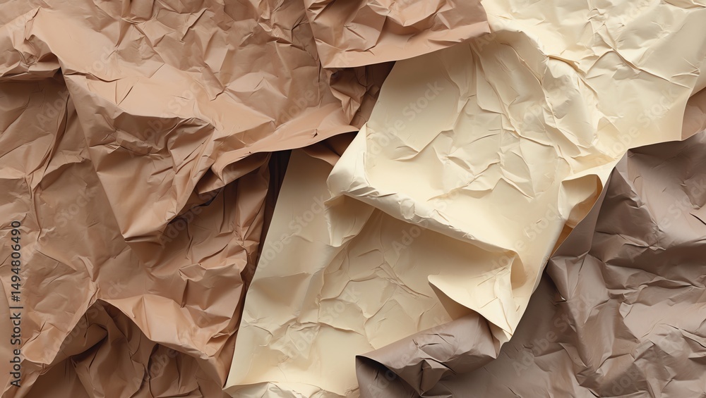 Poster Assorted Crumpled Paper Texture in Neutral Tones for Graphic Design Projects