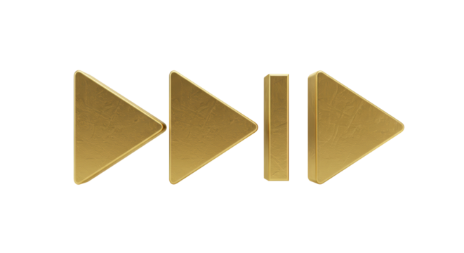 Isolated Golden Forward and Pause Media Control Icons