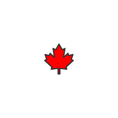 Canada Day Maple Leaf Icon – Red Canadian Symbol Vector
