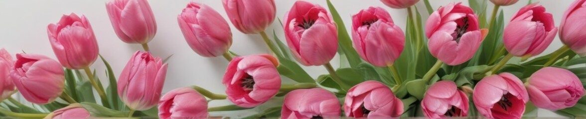 Naklejka premium A cluster of vibrant pink tulips on a pristine white background , wallpaper, white background, design element