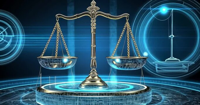 Digital scale of justice graphic