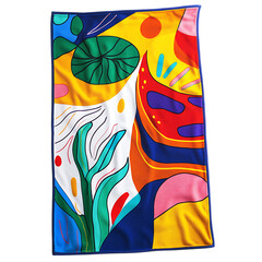 Cheerful Beach Towel with Expansive Playful Digital Isolated on Transparent Background