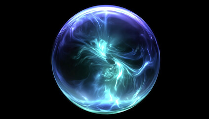 Blue science technology glass bubbles, cosmetic moisturizing water molecules, Cosmetic essence, liquid oil foam, glass texture, space galaxy, 3D rendering