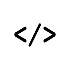 code syntax icon sign vector. black and white icon 