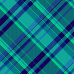New year vector tartan background, apartment check texture plaid. Vibrant fabric pattern seamless textile in teal and indigo colors.