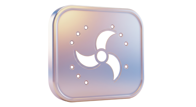 Isolated Iridescent Square Icon With Fan Or Propeller Symbol For Ventilation Or Cooling