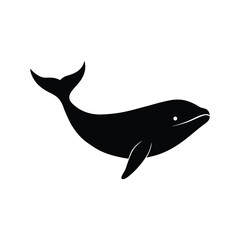 Silhouette of a whale head on white background