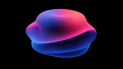 Abstract 3D form, glowing blue and pink, smooth, dark background