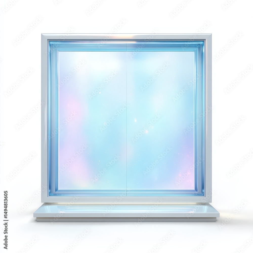 Poster modern square display showcase with illuminated backdrop ideal for product presentation and retail d
