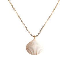 Trendy Minimalist Shell Necklace Featuring a Single Isolated on Transparent Background