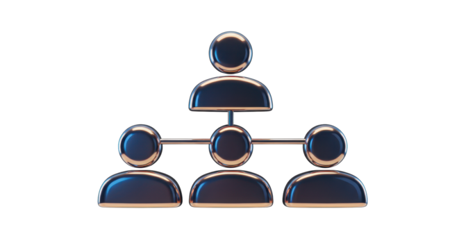 Isolated Metallic Hierarchical People Structure Icon