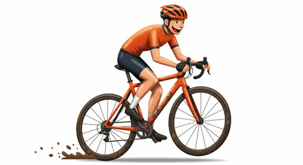 Cyclist races through a muddy path