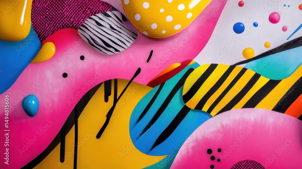 Poster pulsating pop art background with flowing colors and beat-driven motion in an abstract scene