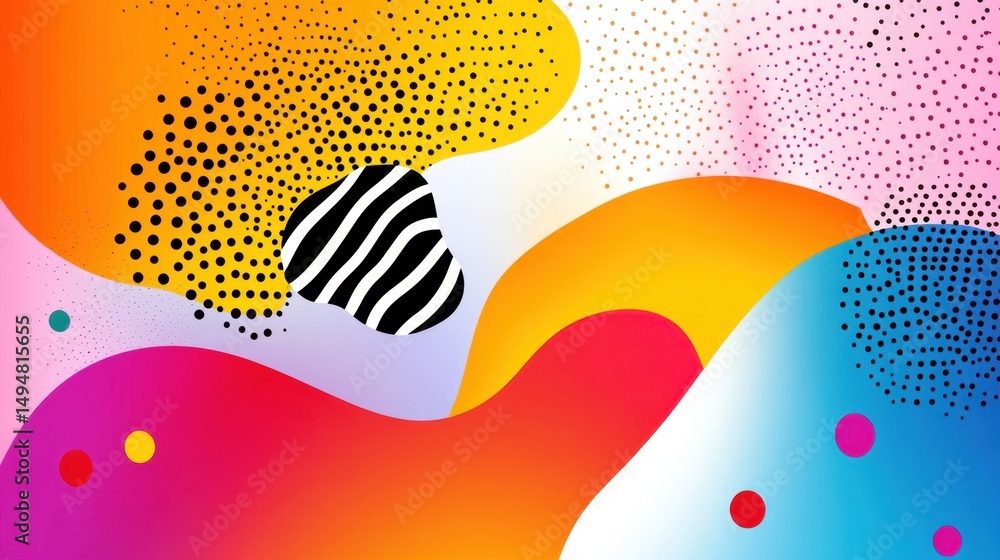 Poster pulsating pop art background with flowing colors and beat-driven motion in an abstract scene
