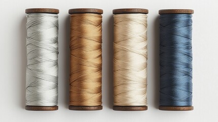 Four spools of colored sewing thread