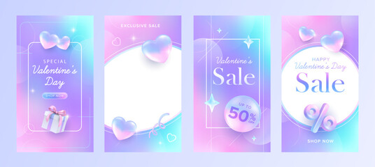 Modern cool pastel Valentine’s social media post collection design. Promotional template for love and valentine’s day.