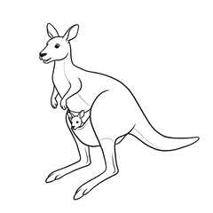Cartoon Kangaroo Illustration in Black and White