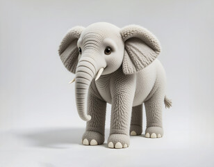 Obraz premium Lovable gray elephant toy with a curled trunk and soft fur.