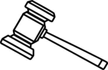 Gavel With Block Line Art Vector Illustration