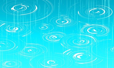 大雨と水溜りと水の波紋のエフェクト素材
