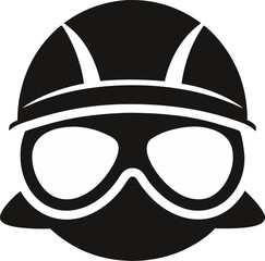 Helmet With Goggles Silhouette Vector Illustration