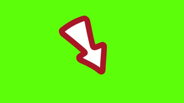Animated red arrow pointing down green screen effect