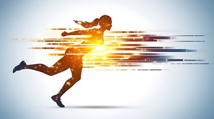 Silhouette of a woman running fast