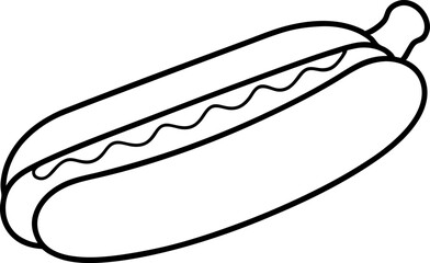 Hotdog In Bun Line Art Vector Illustration