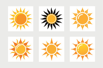  A set of sun icon vector art illustration.