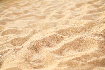 Nature travel background, sand beach close up texture summer desert zen garden coast ocean for...