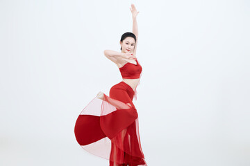 Beautiful dancers performing traditional Chinese folk dance, Dai dance