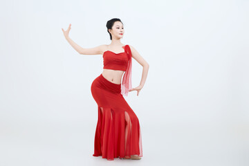 Beautiful dancers performing traditional Chinese folk dance, Dai dance