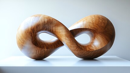Fototapeta premium Polished wood sculpture in loop shape high resolution picture