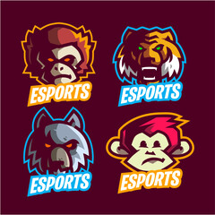4 Set modern esports animal logo