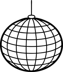 Mirror Ball Disco Line Art Vector Illustration