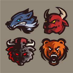 4 Set animal e-sport logo