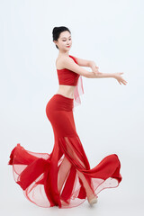 Beautiful dancers performing traditional Chinese folk dance, Dai dance