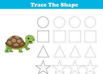 Tracing lines of different shape for kids with tortoises. Vector Illustration