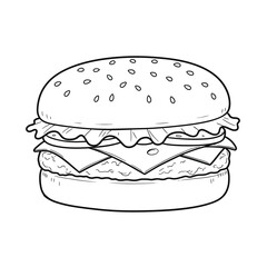 Hand-drawn Cheeseburger Illustration