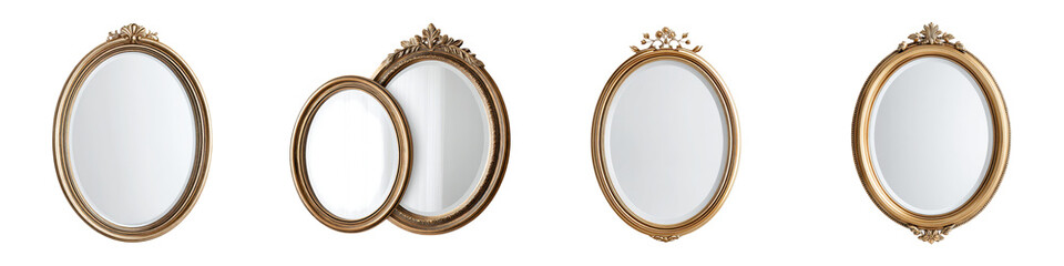 Ornate antique style mirrors with decorative gold frames