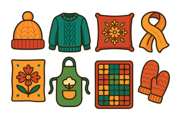 Fototapeta premium Golf course flat icons set – leisure, sports, recreation symbols collection