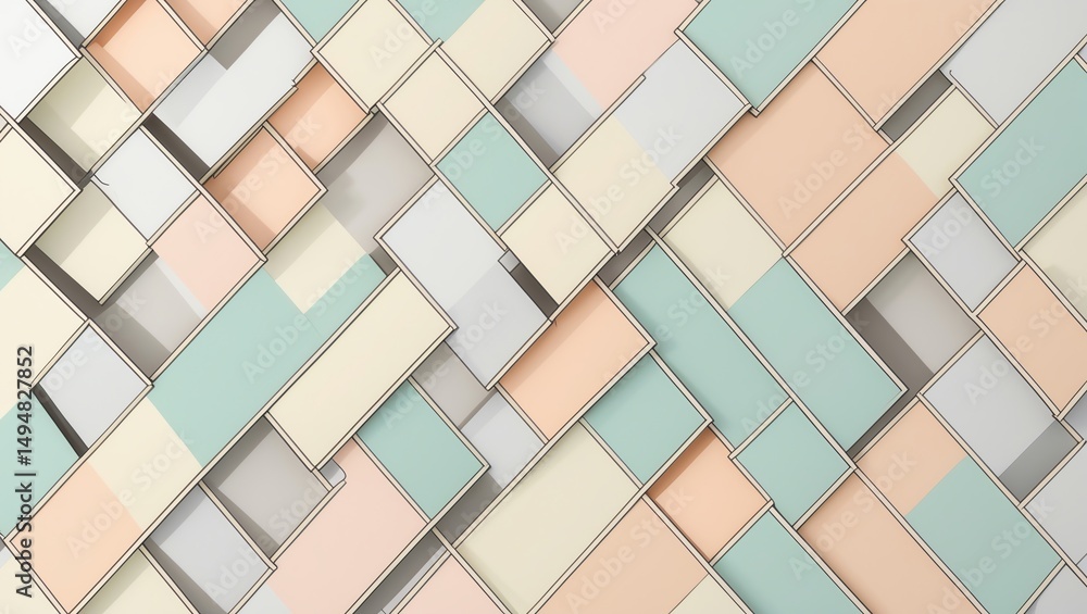 Poster abstract pastel geometric background with rectangle shapes and modern design