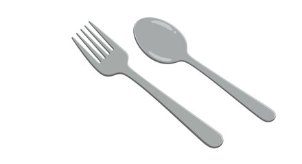 Minimalistic Fork and Spoon Illustration on White Background