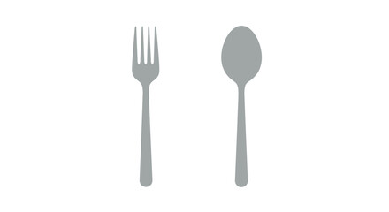 Minimalistic Fork and Spoon Illustration on White Background