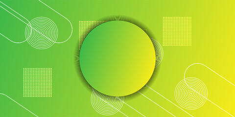 Modern abstract background with shades of yellow and green and memphis elements as well as digital and technological themes.