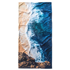 Coastal Beach Towel with Expansive Maritime Prints Isolated on Transparent Background