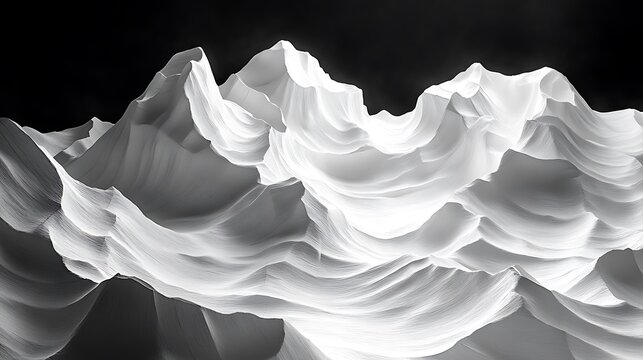 Dramatic monochrome panorama showcasing abstract layered rock formations contrast - Powered by Adobe