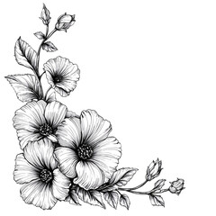 Obraz premium Floral blossom botanical drawing artwork with flowers and leaf elements art isolated on transparent background 