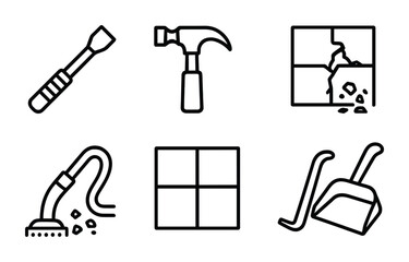 Obraz premium Home repair and maintenance line icons set – tools, diy, cleaning symbols